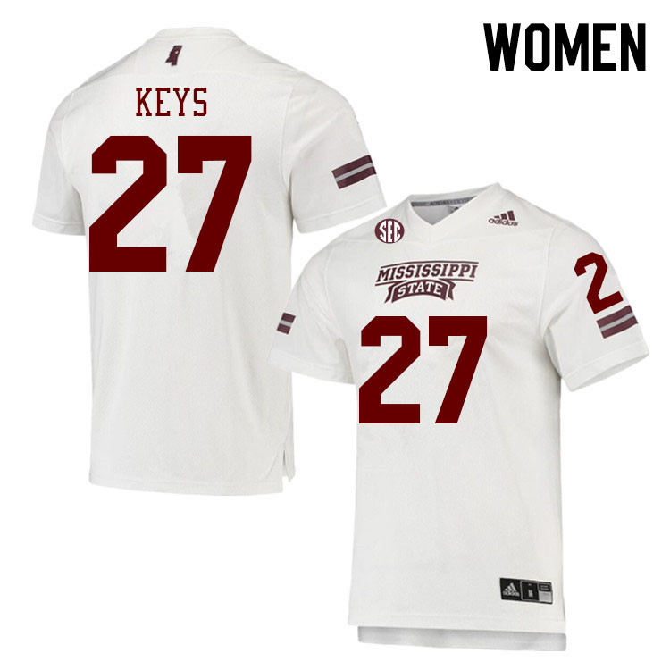Women #27 Chris Keys Mississippi State Bulldogs College Football Jerseys Stitched Sale-White